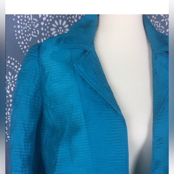 Chico's Travel Collection Textured Shirt Jacket Sz 0 Small Teal Blue Like New - Picture 10 of 17